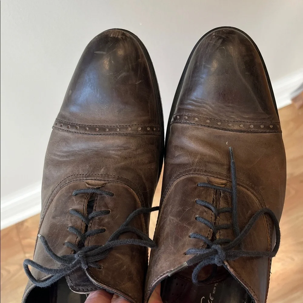 Kenneth Cole Men's leather made in Italy Dark Grey/Brown Oxfords size 8-8.5